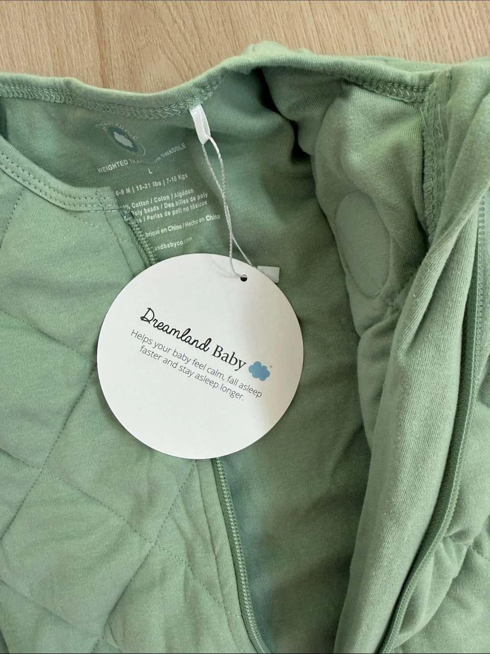 6-9 Months Mint Quilted Baby Sleep Sack - Breathable Zip Front